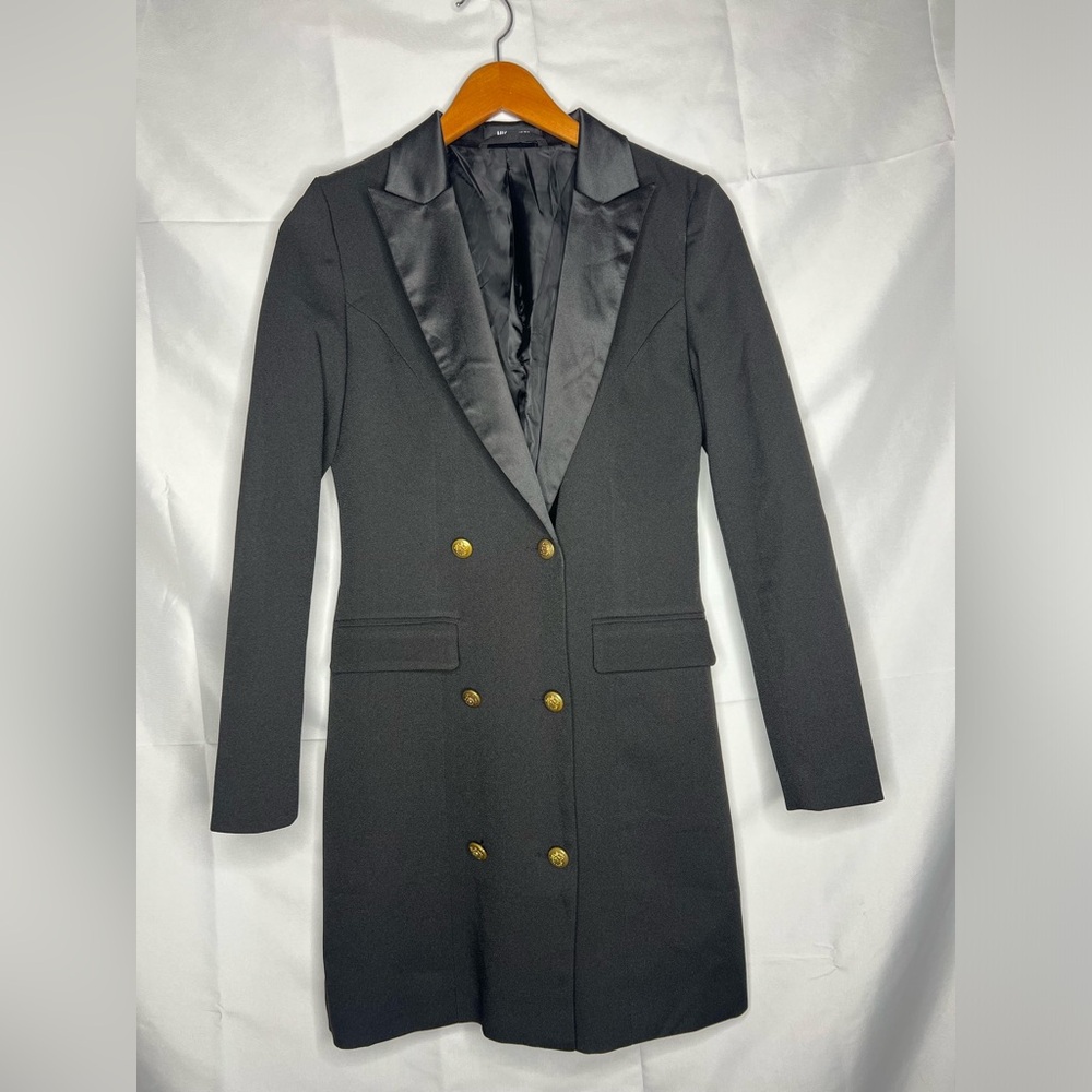 Elegant Black Double-Breasted Women's dress